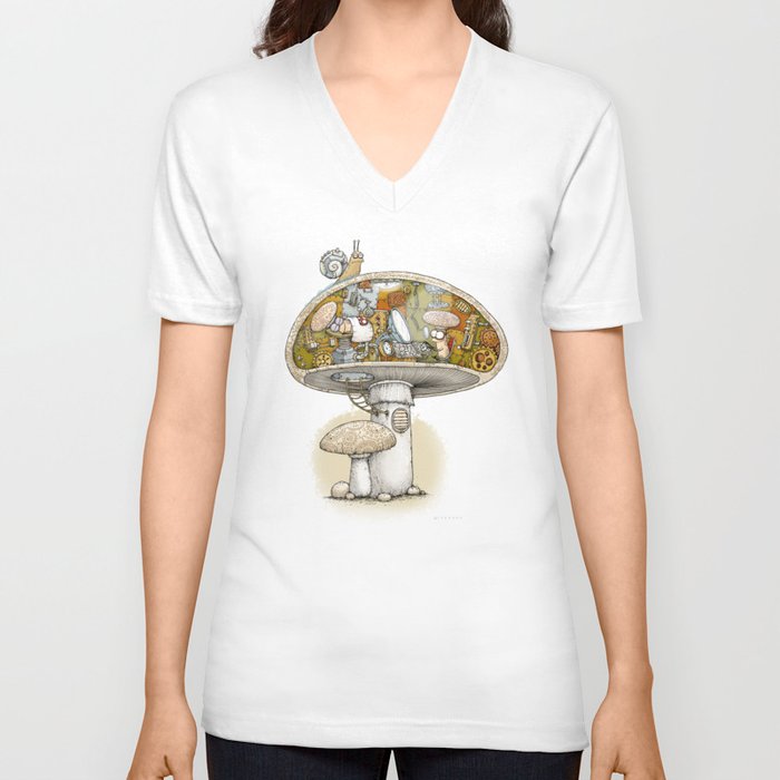 Mushroom Aliens inside the Mushroom V Neck T Shirt