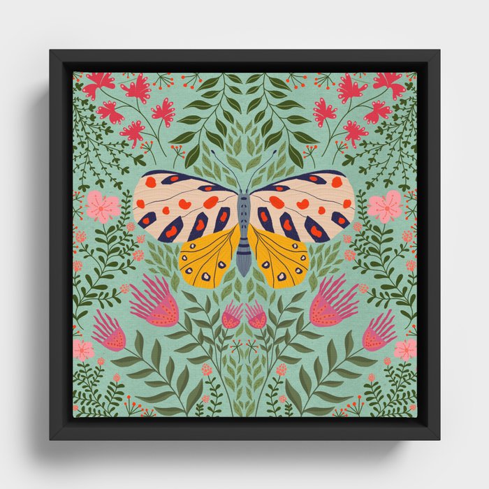 Butterfly in The Garden 02 Framed Canvas
