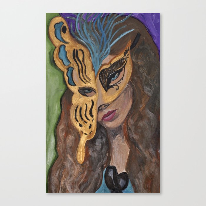 Creole girl Mardi Gras Mask Canvas Print