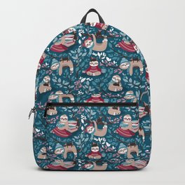 Hygge sloth // turquoise and red Backpack