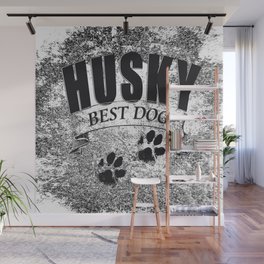 HUSKY BEST DOG Pfotenabdruck vintage Wall Mural