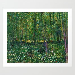 Brush and Underbrush flower and forest landscape by Vincent van Gogh Art Print