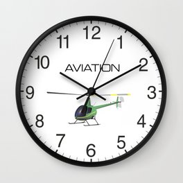 Light Green and Yellow Helicopter Wall Clock