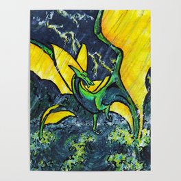 Stormy Sea Dragon Poster