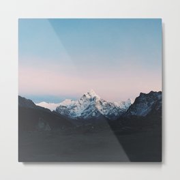 Blue & Pink Himalaya Mountains Metal Print