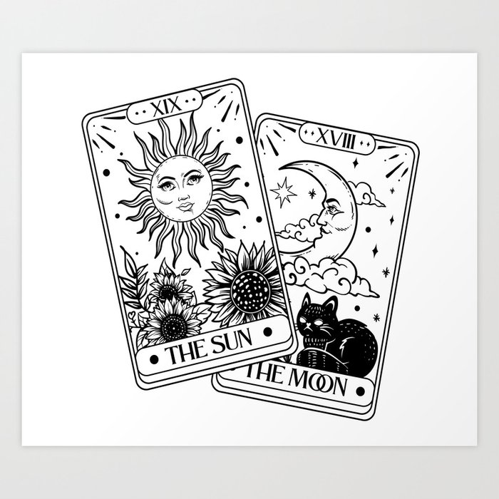 Tarot card sun and moon Art Print