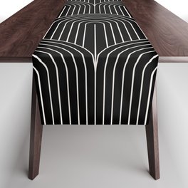 Art Deco Arch Pattern V Black & White Table Runner