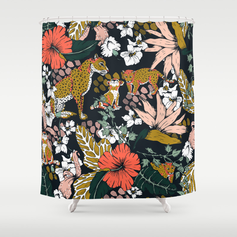 71 x 74 Society6 Cheetah in The Wild Jungle by Mmartabc on Shower Curtain 