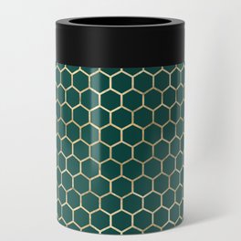 Green Gold Honeycomb Pattern Can Cooler
