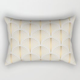 Golden Fan Leaf Art Deco Rectangular Pillow