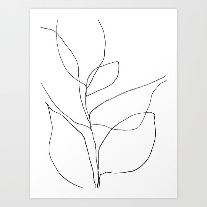 Minimalist Line Art Plant Drawing Art Print by GalleryJ9 | Society6
