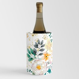 Botanical pink teal white orange floral arrangements Wine Chiller