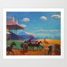 The Race Track beautiful summer landscape painting by William James Glackens Art Print