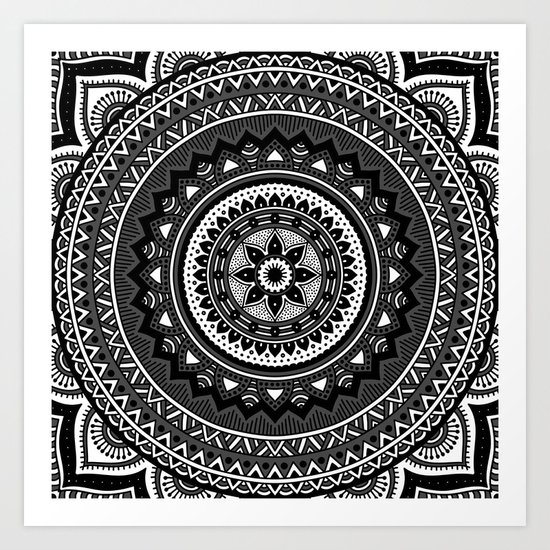 Black and White Mandala Art Print