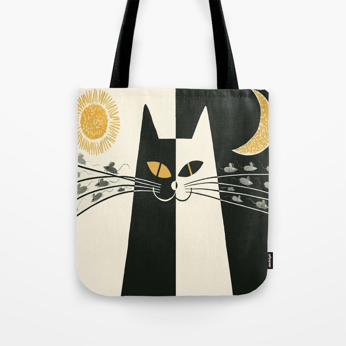 Vintage Black and White Cat Tote Bag
