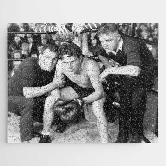 Boxer in corner with trainers Jigsaw Puzzle