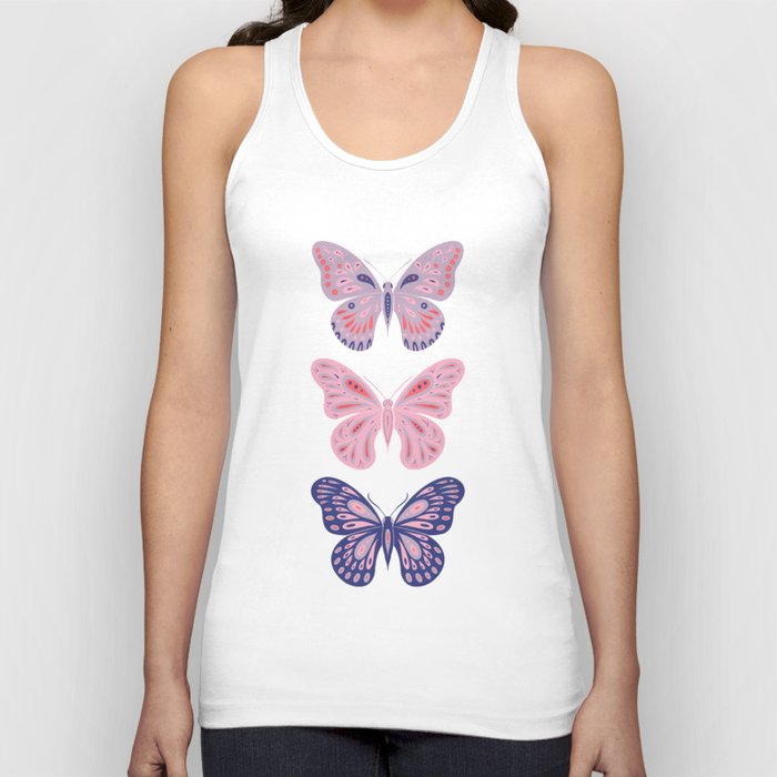 Three Butterflies - Purple & Pink Tank Top