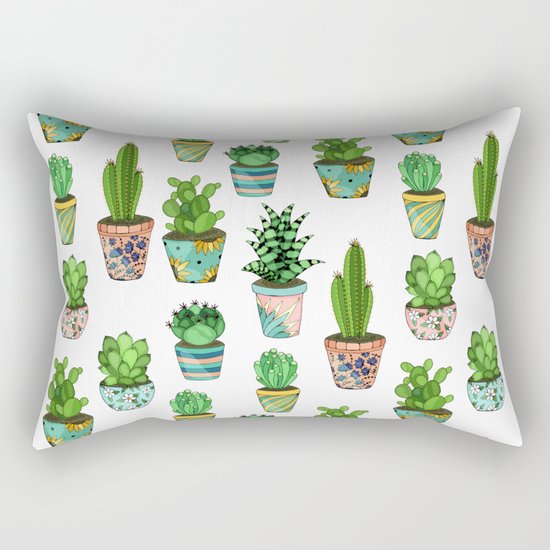 Green cactus Rectangular Pillow