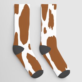 cocoa milk chocolate brown and white cow spots animal print Socks