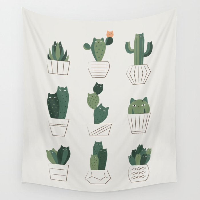 Cat and Plant 20: Cattus Wall Tapestry