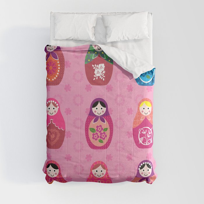 Matryoshka dolls pink Comforter