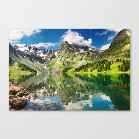 Mountain reflection #lake Canvas Print