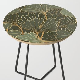 Seamless pattern with luxury black ginkgo biloba Side Table