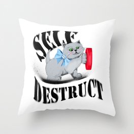 'Meow'tual Destruction Throw Pillow