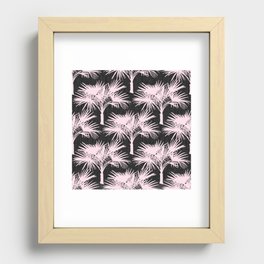 Retro Pink Palm Trees on Charcoal Recessed Framed Print