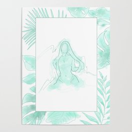 Light Green Figure Drawing Poster II Poster