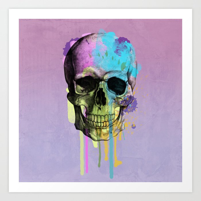 purple skull dripping  Art Print