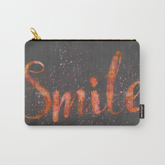 Smile motivating handlettering watercolor style Carry-All Pouch
