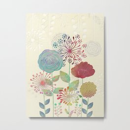 Flower Tales Metal Print | Embroideredflowers, Nature, Decorative, Graphic Design, Colorful, Floral, Abstract, Fantasy, Graphicdesign 