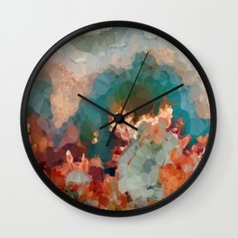 Turquoise Copper Agate Low Poly Geometric Triangles Wall Clock