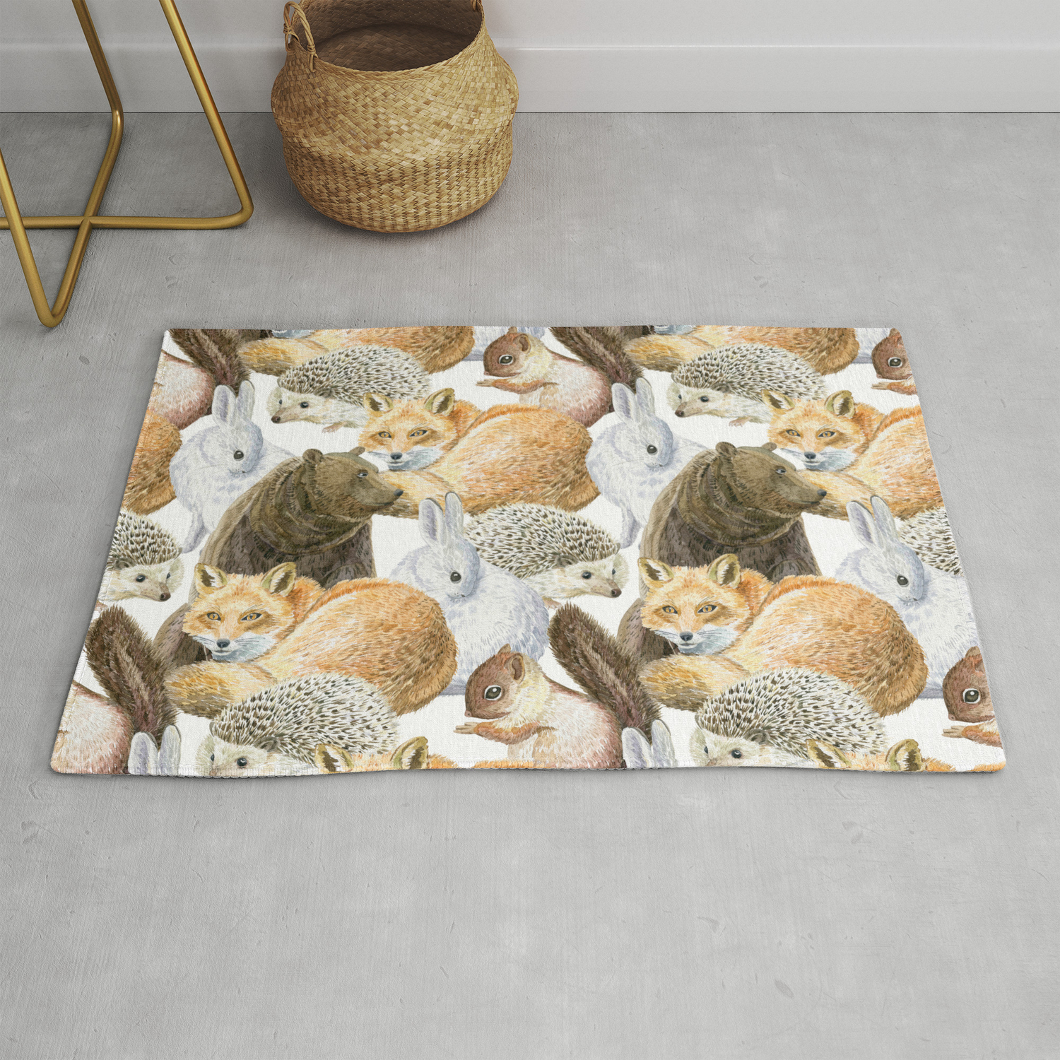Woodland Animals Pattern Rug By Anyuka Society6 Woodland Animals Pattern Rug By Anyuka