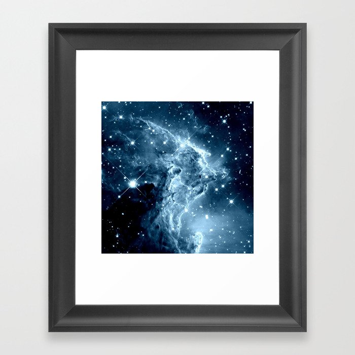 Ice Blue Galaxy : Monkey Head Nebula Framed Art Print