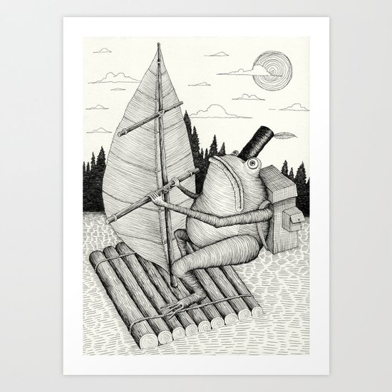 'Crossing the lake' Art Print