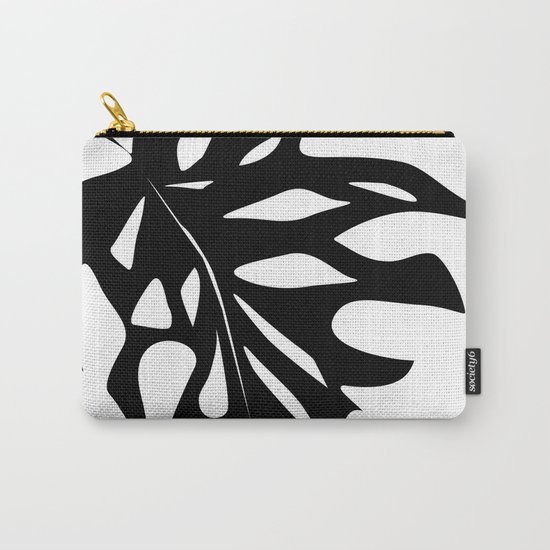 Black leaf monstera on white background . Carry-All Pouch