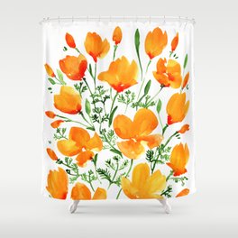 Watercolor California poppies Shower Curtain