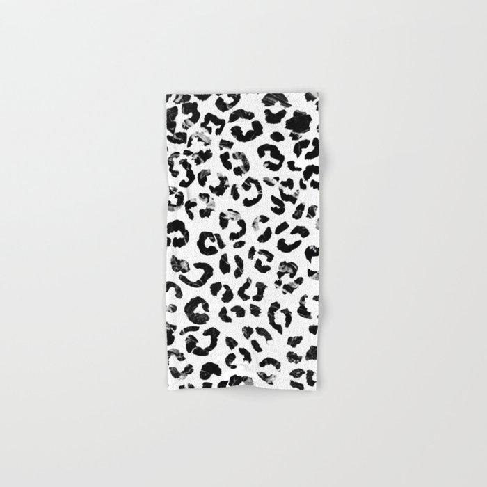 Modern black white marble stylish leopard pattern Hand & Bath Towel