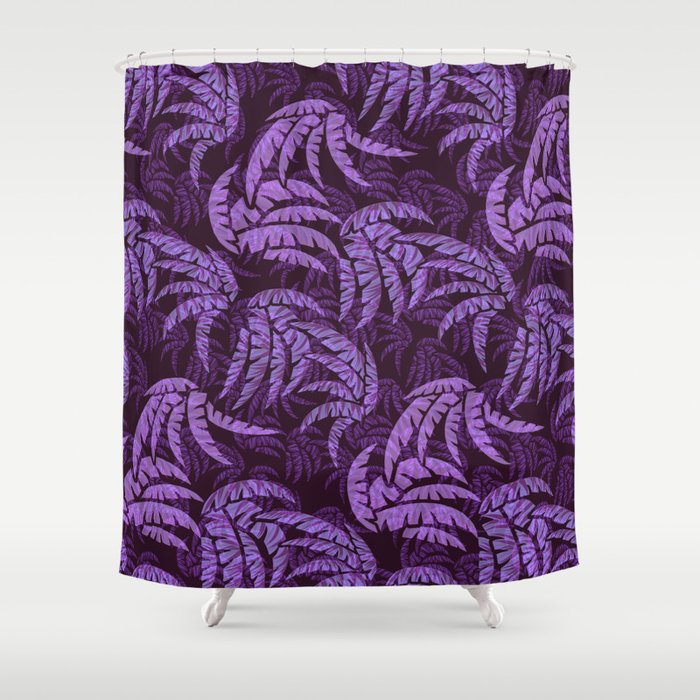  Hawaiian Purple Palm Leaves Paradise  Shower Curtain