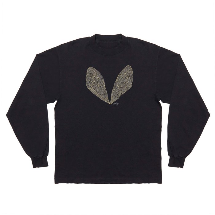Cicada Wings – Gold on Black Long Sleeve T Shirt