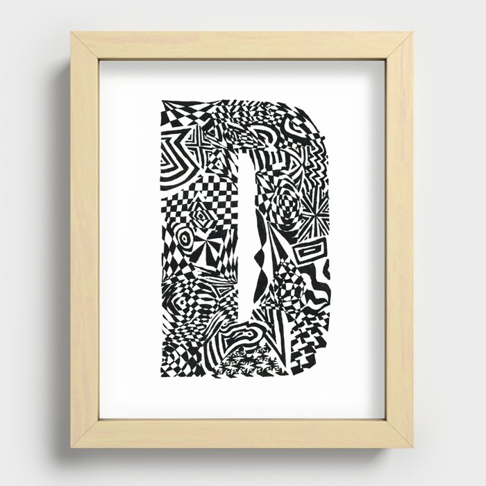 Alphabet Letter D Impact Bold Abstract Pattern (ink drawing) Recessed Framed Print