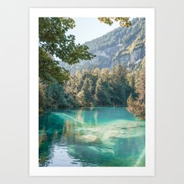 Blue Lake In Switzerland Photo | Mountain Landscape In Europe | Blausee Outdoor Travel Photography Art Print