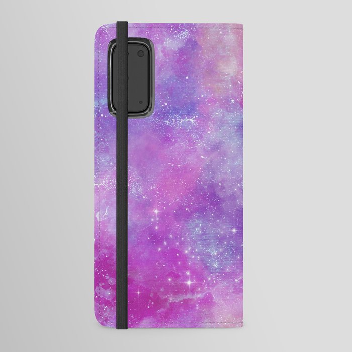 Purple Pink Galaxy Painting Android Wallet Case