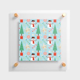 Christmas Pattern Snowman Tree Candy Floating Acrylic Print