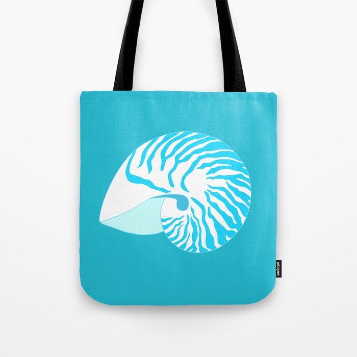 Ocean Blue Nautilus Shell Tote Bag