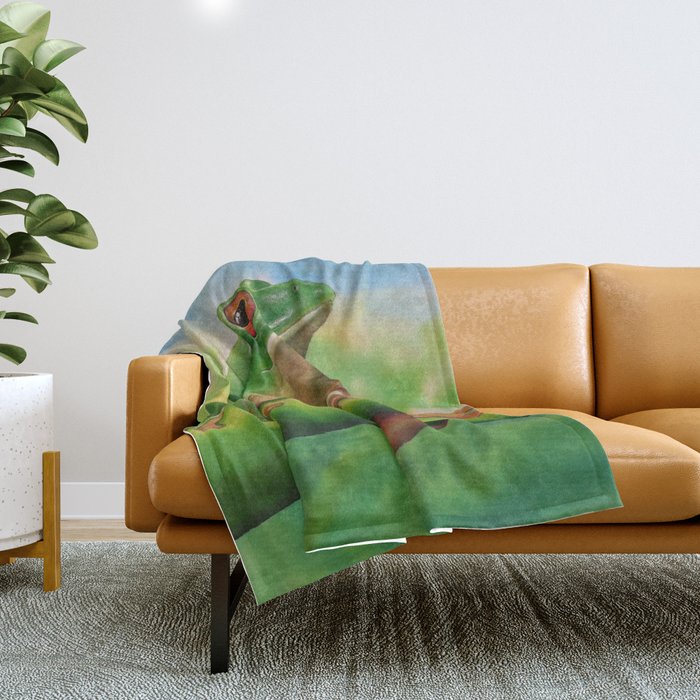Green Treefrog Throw Blanket