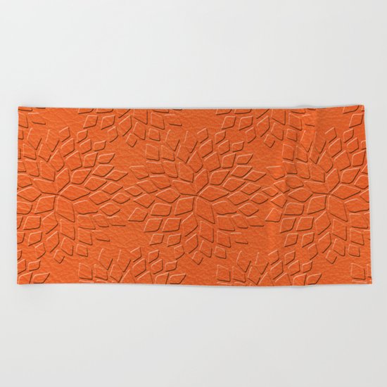 Leather Look Petal Pattern - Flame Color Beach Towel