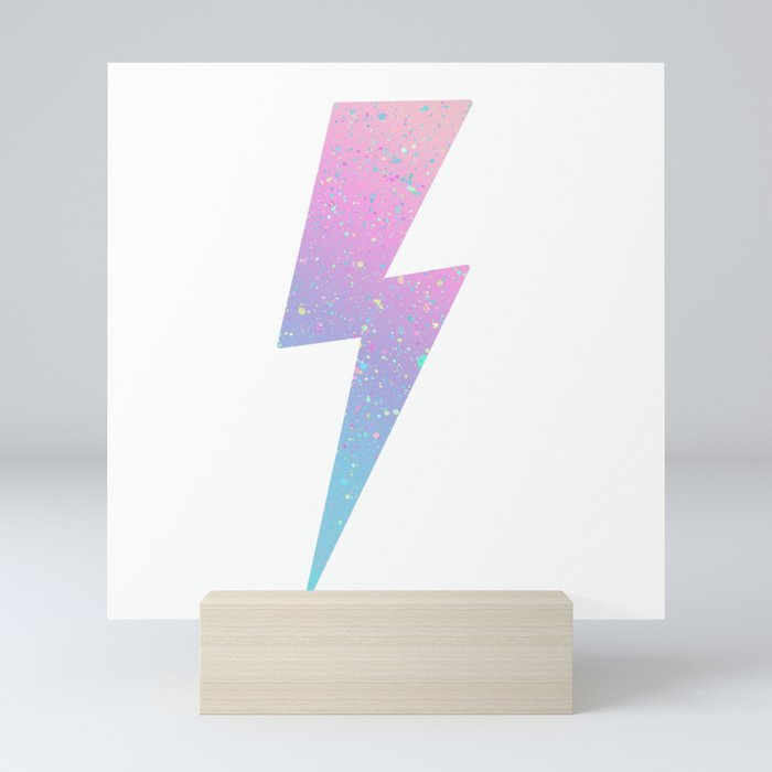 color splash lightning bolt Mini Art Print
